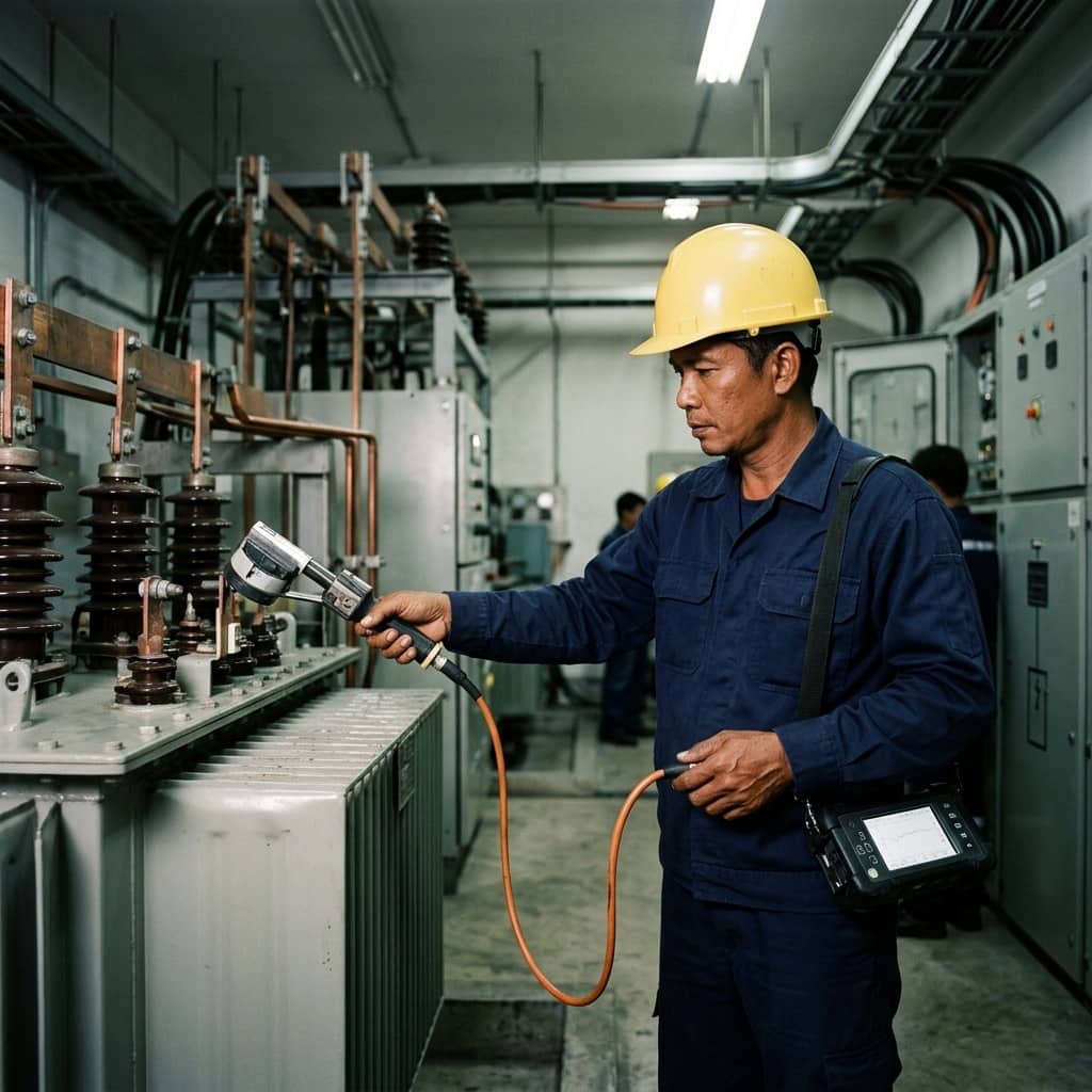 ภาพจำลองตัวอย่างเพื่อประกอบการอธิบาย: การตรวจจับดิสชาร์จบางส่วน Partial Discharge (PD) ในอุปกรณ์ไฟฟ้าแรงสูง