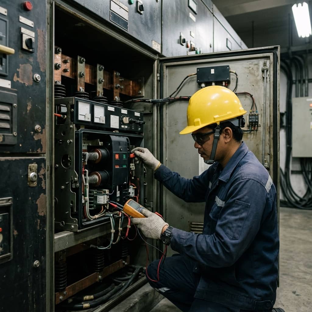 ภาพจำลองตัวอย่างเพื่อประกอบการอธิบาย: การตรวจสอบและทดสอบ Vacuum Circuit Breaker (VCB) ในตู้สวิตช์เกียร์แรงสูง