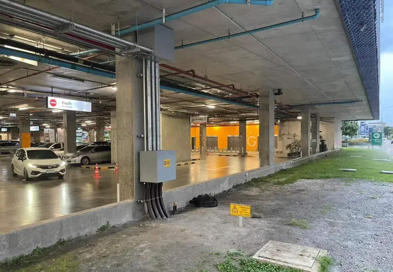 เดินระบบไฟฟ้าแรงสูง แรงต่ำ และติดตั้งระบบชาร์จรถยนต์ไฟฟ้า EV Charger — ภาพหน้างาน 1